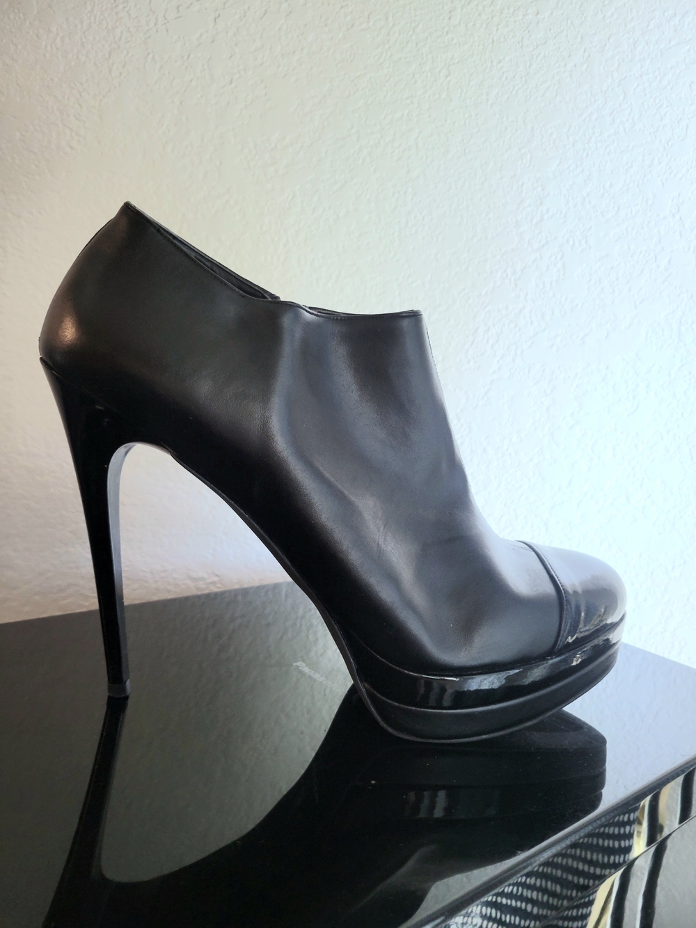 Black High-Heel Platform Ankle Bootie